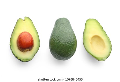 Fresh avocados on white background, flat lay - Shutterstock ID 1096845455