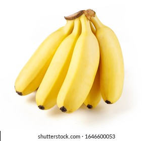 Fresh baby banana isolated on white background.