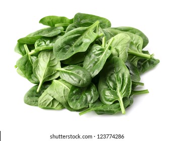 Fresh Baby Spinach On A White Background