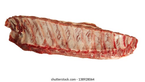 Fresh Back Of Baby Spare Ribs On A White Background