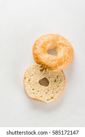 Fresh Bagel On White Background