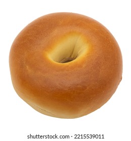 Fresh Baked Bagel Isolated Object On White Closeup Photo. Artisan Bakery Pastry Product. Grocery Store Bread Produce Item. Breakfast Meal. Cafe Menu Clipart Food Design Element.