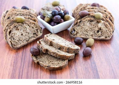 Fresh Baked Olive Bread And Olives