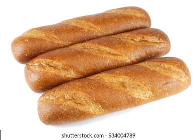 Fresh Baked Wheat Hoagie Bread Isolated On White Background