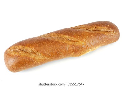 Fresh Baked Wheat Hoagie Bread Isolated On White Background