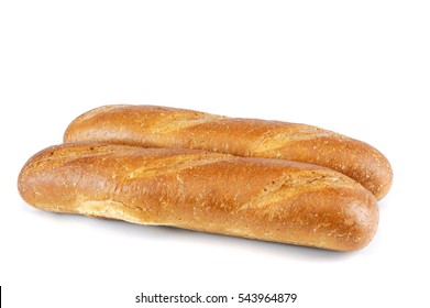 Fresh Baked Wheat Hoagie Bread Isolated On White Background