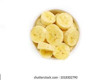 Fresh Banana Fruits In Bowl.Top View