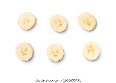 Fresh banana isolated on white background. Top view