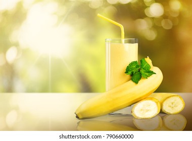 Fresh Banana Shake Isolated On White