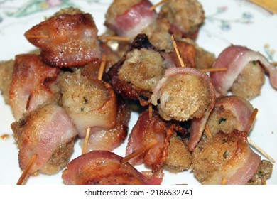 Fresh Bay Scallops Wrapped In Bacon