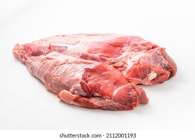 Fresh Beef Jianzi Meat On Pure White Background