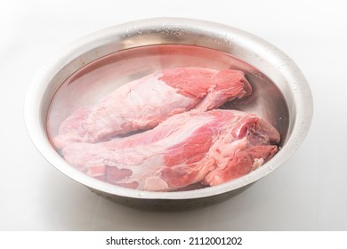 Fresh Beef Jianzi Meat On Pure White Background