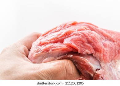 Fresh Beef Jianzi Meat On Pure White Background