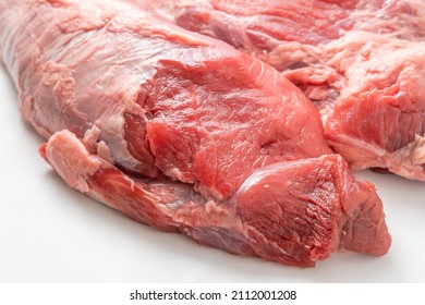 Fresh Beef Jianzi Meat On Pure White Background