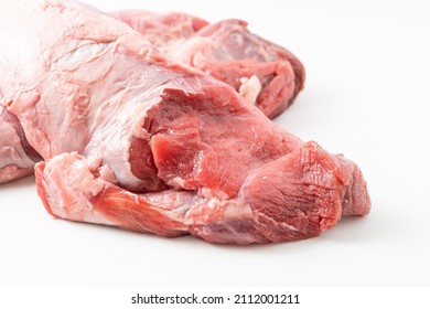 Fresh Beef Jianzi Meat On Pure White Background