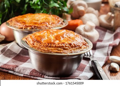 Fresh Beef Stew Pie On A Baking Casserole