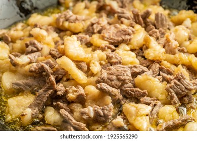 Fresh Beef And Suet Being Fried