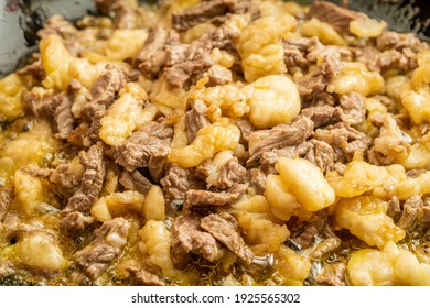 Fresh Beef And Suet Being Fried