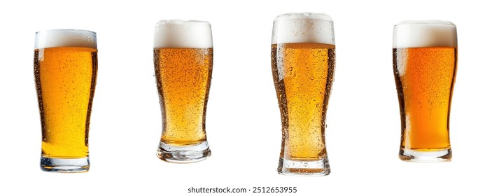 Fresh beer glass isolated on white background