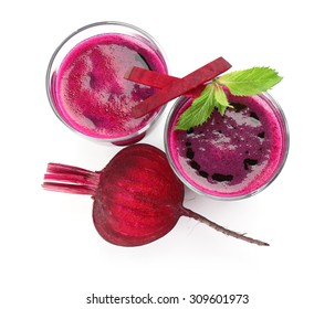 Fresh Beet Juice Isolated On White