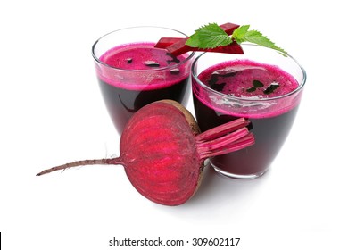 Fresh Beet Juice Isolated On White