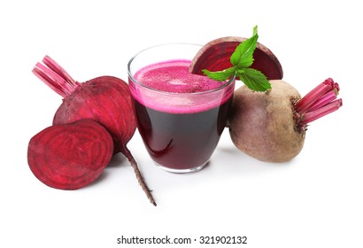 Fresh Beet Juice Isolated On White