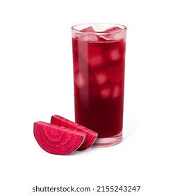 Fresh Beet Root (beetroot) Juice Isolated On White Background.