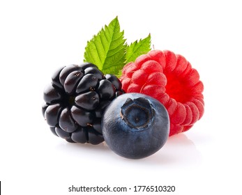 Fresh berries in closeup on white background - Powered by Shutterstock