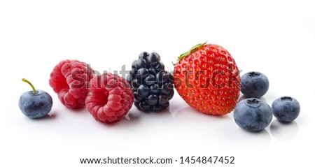 fresh berries isolated on white background, full depth of field