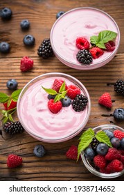 Fresh Berry Fruit Yogurt With Forest Fruits And Mint
