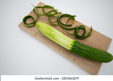 Fresh Bio Cucumber Peeled From The Peel