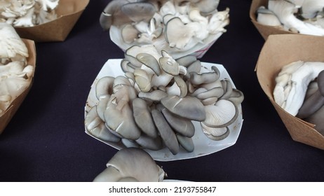 Fresh Blue Oyster Mushroom In Farmer Market