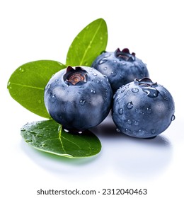 Fresh blueberries with blueberry leaves isolated on white background. - Powered by Shutterstock