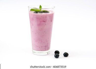 Fresh Blueberry Smoothie Isolated. White Background
