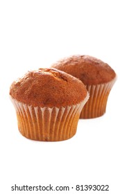 Fresh Bran Muffins On White Background