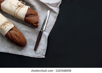 fresh bread. bakery products. rustic style. Flat lay concept. Copy space.