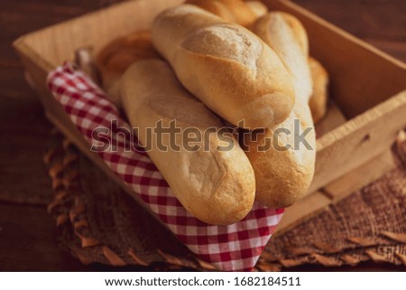 Fresh bread in the basket.