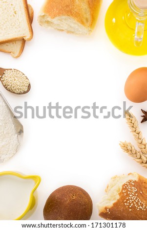 Image, Stock Photo Baked eggs in baguette bread. Breakfast with eggs and loaf