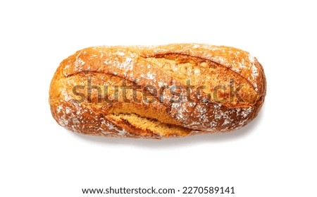 Fresh bread isolated on white background, top view