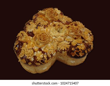 Fresh bread on dark background