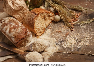Fresh Bread On The Village Table. Ingredients.