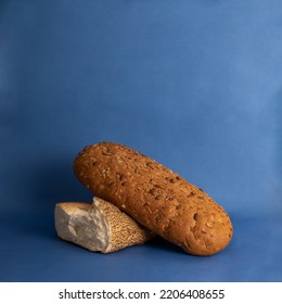 Fresh Bread Photo With Blue Background