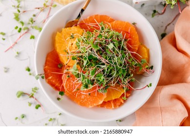 Fresh Breakfast Citrus Bowl And Micro Greens