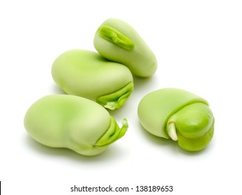 Fresh Broad Beans Isolated On White Background