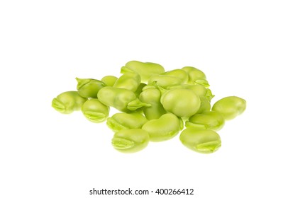 Fresh Broad Beans Isolated On White Background