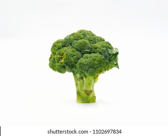 Fresh Broccoli Above White Background. Selective Focus.