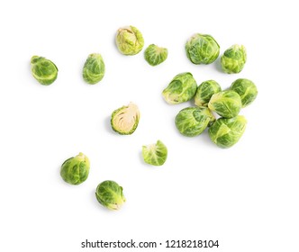 Fresh brussels sprouts on white background