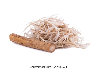 Fresh Burdock roots on white background