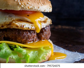 Fresh Burger With Fried Egg