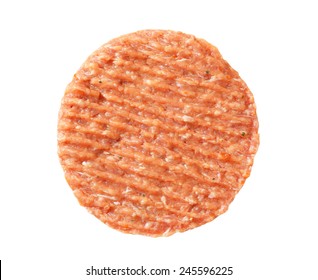 Fresh Burger Patty On White Background